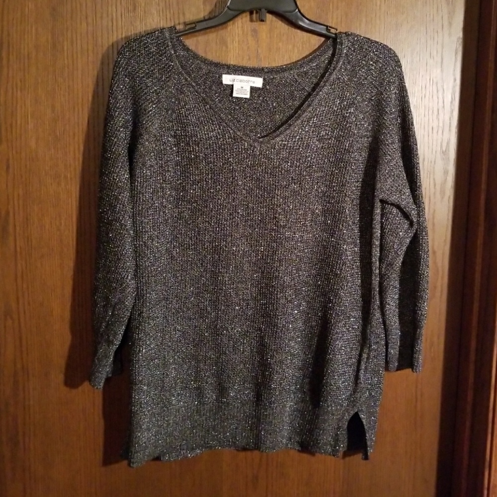 Metallic pullover sweater